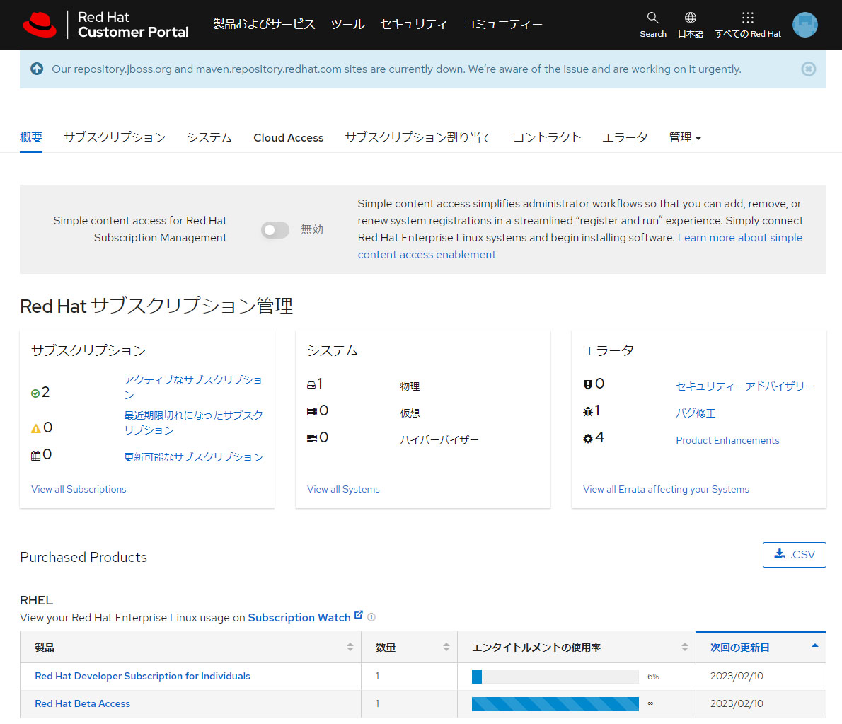 Red Hat Customer Portal Sbscription